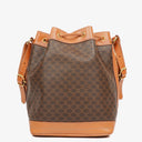Celine Vintage Macadam Triomphe Brown Drawstring Bucket Bag