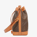 Celine Vintage Macadam Triomphe Brown Drawstring Bucket Bag