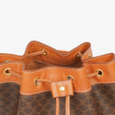 Celine Vintage Macadam Triomphe Brown Drawstring Bucket Bag