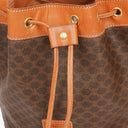 Celine Vintage Macadam Triomphe Brown Drawstring Bucket Bag