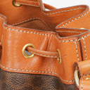 Celine Vintage Macadam Triomphe Brown Drawstring Bucket Bag