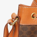 Celine Vintage Macadam Triomphe Brown Drawstring Bucket Bag