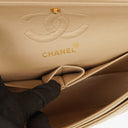 Chanel Small Classic Vintage Double Flap Bag Beige Satin 24K Gold-Plated Hardware
