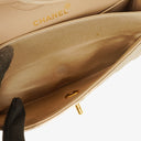 Chanel Small Classic Vintage Double Flap Bag Beige Satin 24K Gold-Plated Hardware