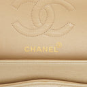 Chanel Small Classic Vintage Double Flap Bag Beige Satin 24K Gold-Plated Hardware