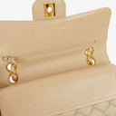 Chanel Small Classic Vintage Double Flap Bag Beige Satin 24K Gold-Plated Hardware