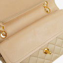 Chanel Small Classic Vintage Double Flap Bag Beige Satin 24K Gold-Plated Hardware