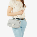 Chanel Silver Quilted Knit Pluto Glitter Medium Flap Bag