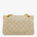 Chanel Small Classic Vintage Double Flap Bag Beige Satin 24K Gold-Plated Hardware