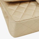 Chanel Small Classic Vintage Double Flap Bag Beige Satin 24K Gold-Plated Hardware