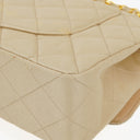 Chanel Small Classic Vintage Double Flap Bag Beige Satin 24K Gold-Plated Hardware