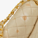 Chanel Small Classic Vintage Double Flap Bag Beige Satin 24K Gold-Plated Hardware
