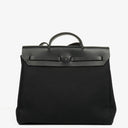 Hermes Herbag Canvas Vache Hunter Black MM 2 In 1 Bag