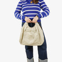 Gucci Bamboo Handle Large Neutral Calfskin Studded Tote Bag