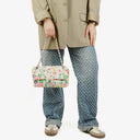 Chanel Vintage Classic Floral Print Quilted Canvas Single Flap Bag