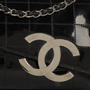 Chanel East West Chocolate Bar CC Patent Leather Shouder Bag Silver-Tone Hardware