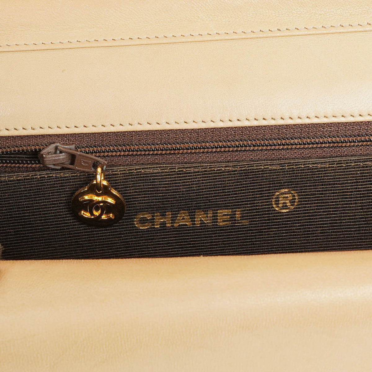 Chanel Classic Half Moon Double Flap Bag In Beige Quilted Lambskin And 24K Gold-Plated Hardware