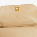 Chanel Classic Half Moon Double Flap Bag In Beige Quilted Lambskin And 24K Gold-Plated Hardware