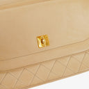 Chanel Classic Half Moon Double Flap Bag In Beige Quilted Lambskin And 24K Gold-Plated Hardware