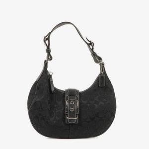 Coach Black Signature Canvas Buckle Bag