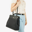 Hermes Herbag Canvas Vache Hunter Black MM 2 In 1 Bag