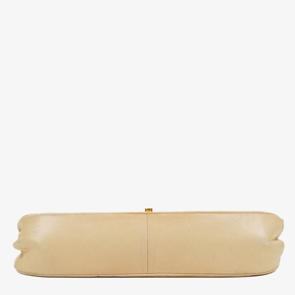 Chanel Classic Half Moon Double Flap Bag In Beige Quilted Lambskin And 24K Gold-Plated Hardware