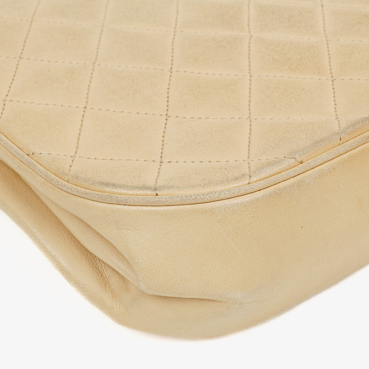 Chanel Classic Half Moon Double Flap Bag In Beige Quilted Lambskin And 24K Gold-Plated Hardware
