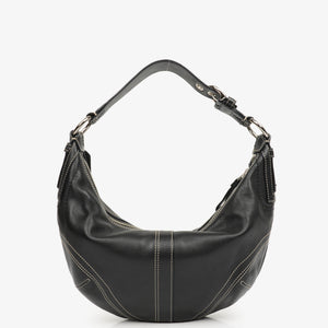 Coach Black Leather Signature Hobo Bag