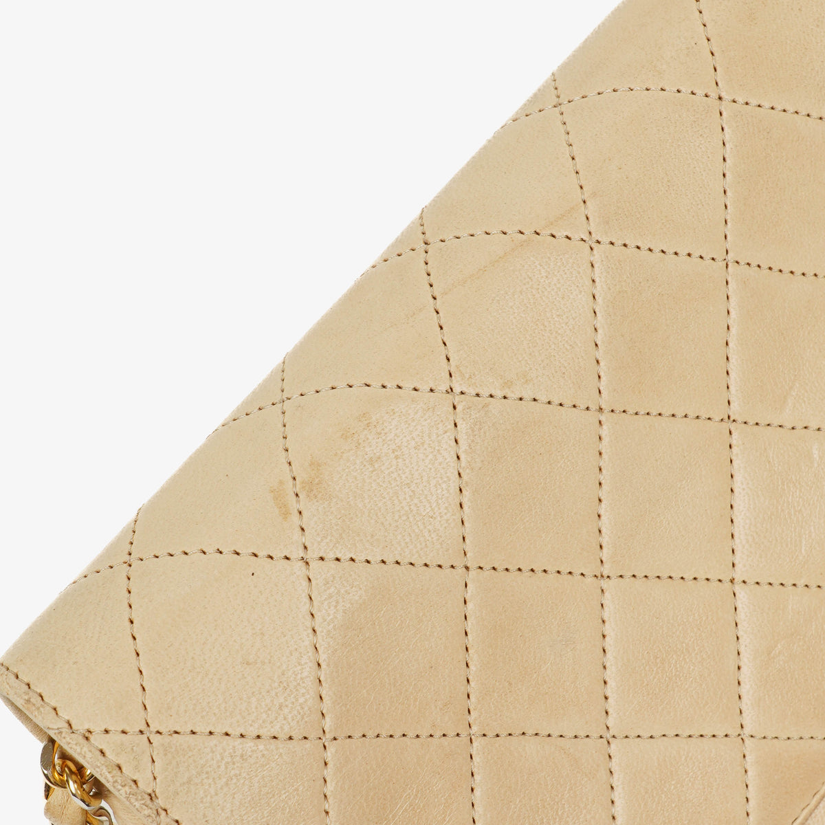 Chanel Classic Half Moon Double Flap Bag In Beige Quilted Lambskin And 24K Gold-Plated Hardware