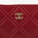 Chanel Double Stitch Tassel Red Leather Zip-Around Long Wallet