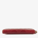 Chanel Double Stitch Tassel Red Leather Zip-Around Long Wallet