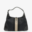 Gucci Black GG Canvas And Leather Jackie Hobo Bag