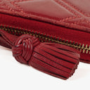 Chanel Double Stitch Tassel Red Leather Zip-Around Long Wallet