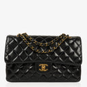 Chanel Medium Classic Double Flap Bag Black Quilted Lambskin &nbsp;24K Gold-Plated Hardware