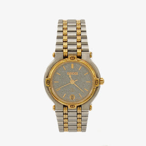 Gucci 9000 Round Stainless Steel Case With Gold-Tone Accents Watch
