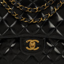 Chanel Medium Classic Double Flap Bag Black Quilted Lambskin &nbsp;24K Gold-Plated Hardware