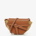 Loewe Natural Tan Calfskin Raffia Mini Gate Crossbody Bag&nbsp;