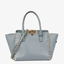 Valentino Garavani Rockstud Small Blue Calfskin Double Handle Tote Bag