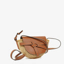 Loewe Natural Tan Calfskin Raffia Mini Gate Crossbody Bag&nbsp;
