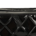 Chanel Borsa a Spalla in Pelle Verniciata Trapuntata Nera con Cuciture a Diamante