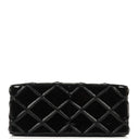 Chanel Borsa a Spalla in Pelle Verniciata Trapuntata Nera con Cuciture a Diamante