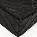 Chanel Borsa a Spalla in Pelle Verniciata Trapuntata Nera con Cuciture a Diamante