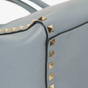 Valentino Garavani Rockstud Small Blue Calfskin Double Handle Tote Bag