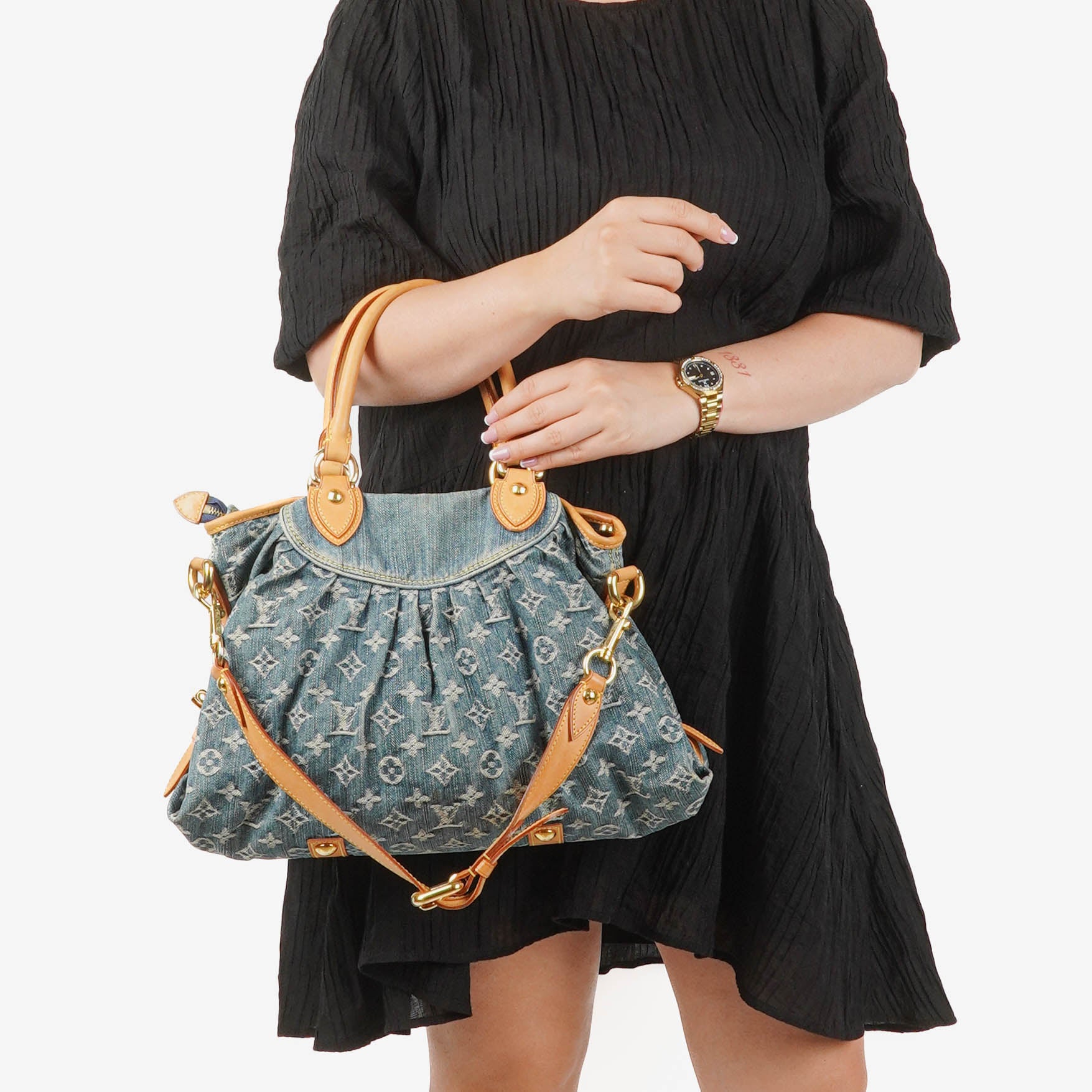Louis Vuitton Neo Cabby MM Monogram Blue Denim Bag