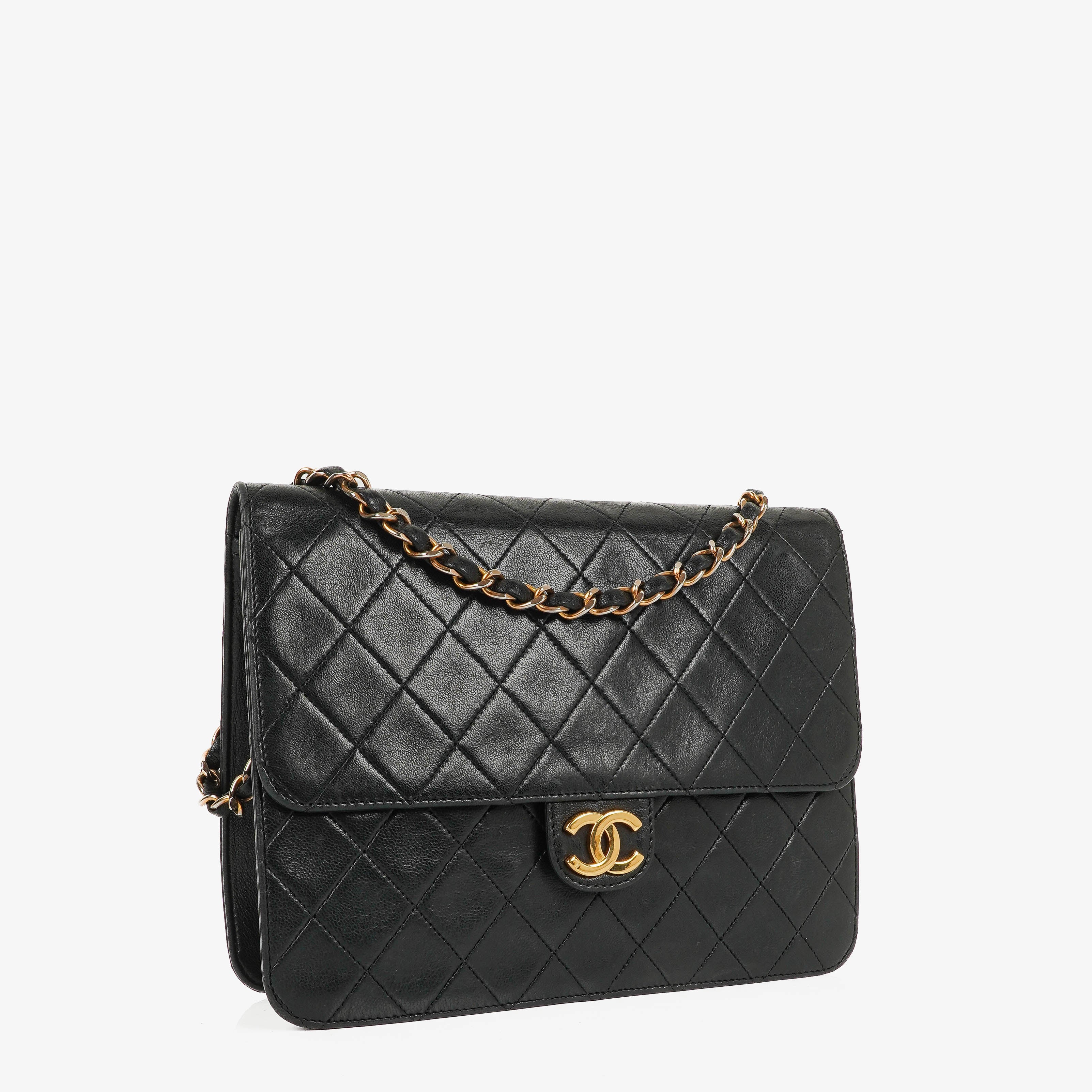Chanel Small Classic Single Flap Bag Black Quilted Lambskin With 24K Gold-Plated Hardware