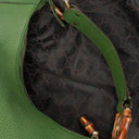 Gucci Green Pebbled Leather Bamboo Ring Hobo Bag