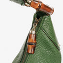 Gucci Green Pebbled Leather Bamboo Ring Hobo Bag