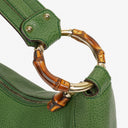 Gucci Green Pebbled Leather Bamboo Ring Hobo Bag