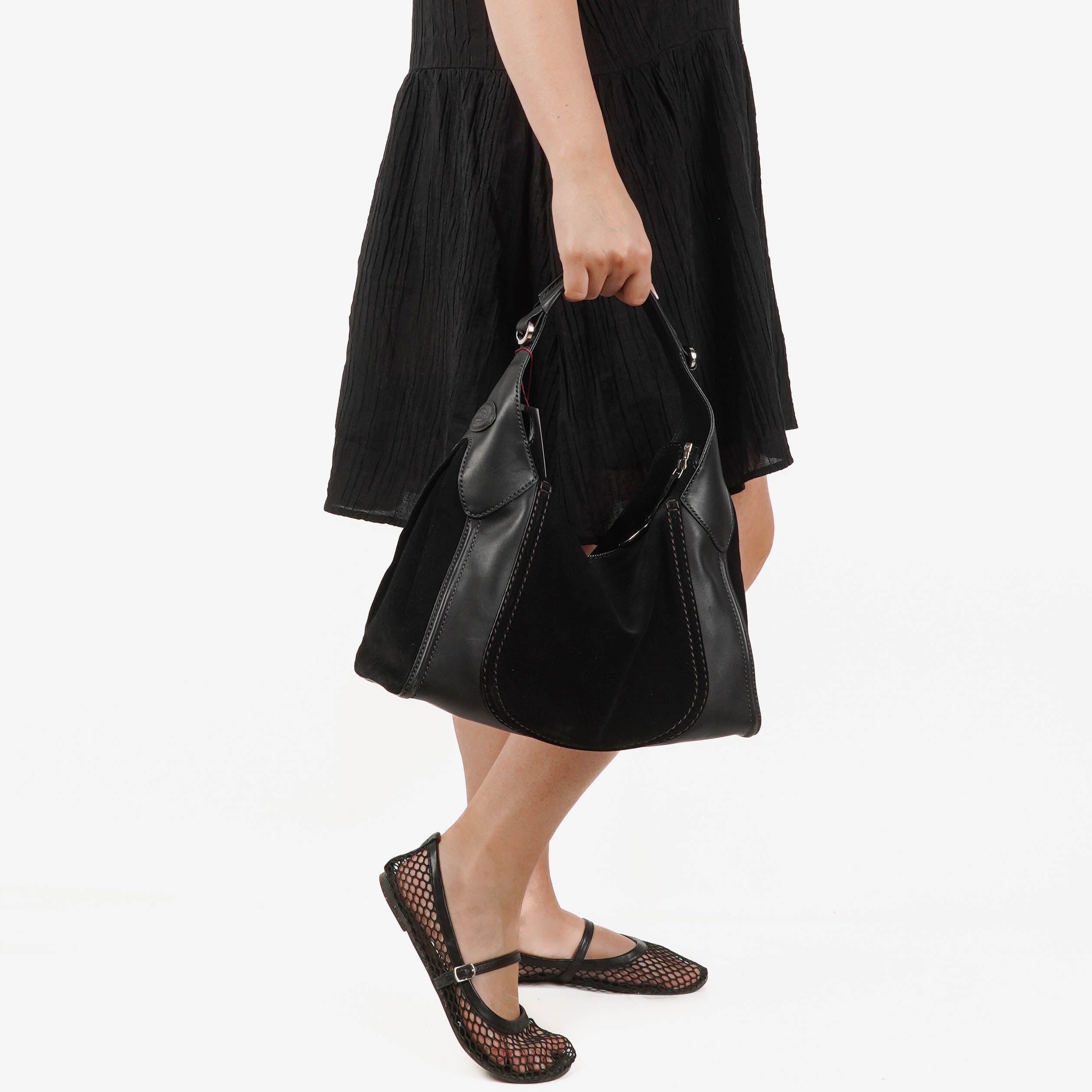 TOD'S Black Suede/Leather Handbag