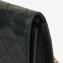 Petit Sac Chanel Classic Single Rabat Noir en Agneau Matelassé avec Ferrures Plaquées Or 24K